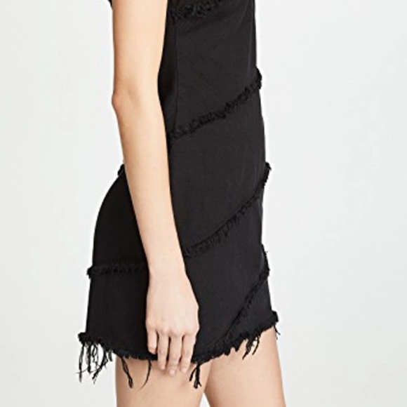 Alexander Wang black denim mini dress with frayed detail - size 8 (Medium) - Picture 3 of 7